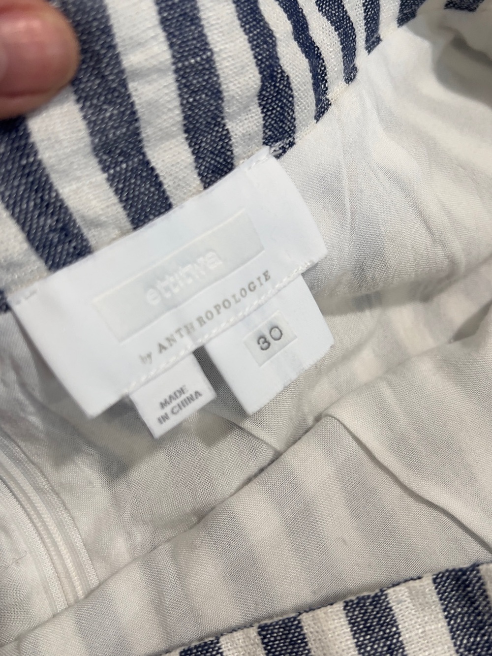 Anthropologie ett:twa blue and White Striped Women’s Linen Shorts - Picture 8 of 11